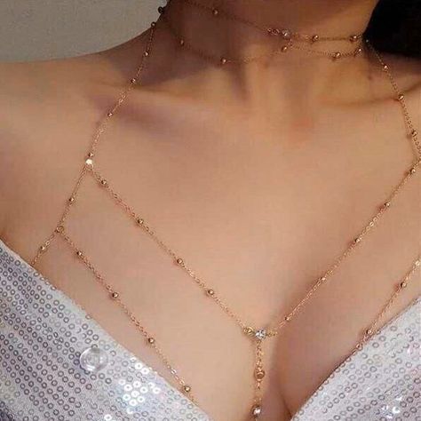 Jóias Body Chains, Womens Diamond Necklace, Real Diamond Necklace, Body Chains, Fancy Necklace, Gold Necklace Women, Fancy Jewelry, Body Chain Jewelry, Fantasy Jewelry