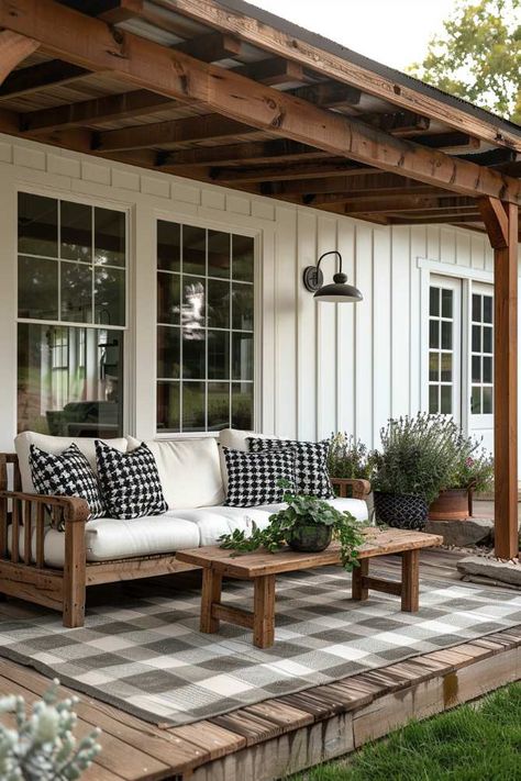 55 Farmhouse Patio Ideas for Charming and Rustic Style Farmhouse Patio Ideas, Farmhouse Patio, Relaxing Space, Patio Inspiration, Covered Porch, Patio Ideas, Outdoor Area, Get Inspired, Porch