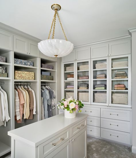 Gray Closet, Transitional Closet, Master Closet Design, Closet Island, Organized Closet, Dressing Room Closet, Walking Closet, Dream Closet Design, Walk In Closet Design