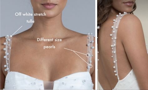 Detachable straps for your wedding gown Adding Straps To Strapless Dress Wedding, Dresses With Diamond Straps, Straps Added To Strapless Wedding Dress, Add Straps To Strapless Dress, Adding Straps To Strapless Dress, Knitting Decorations, Pearl Strap Dress, Pearl Gown, Convertible Wedding Dresses