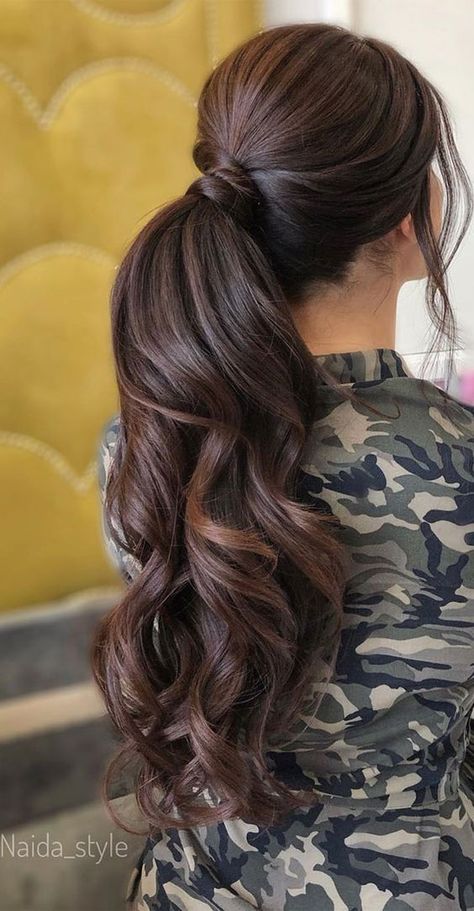 Wedding Ponytail Hairstyles, Prom Hair Up, Bridal Ponytail, Wedding Ponytail, Low Ponytail Hairstyles, Chunky Braids, Pony Hairstyles, Elegant Ponytail, High Ponytail Hairstyles