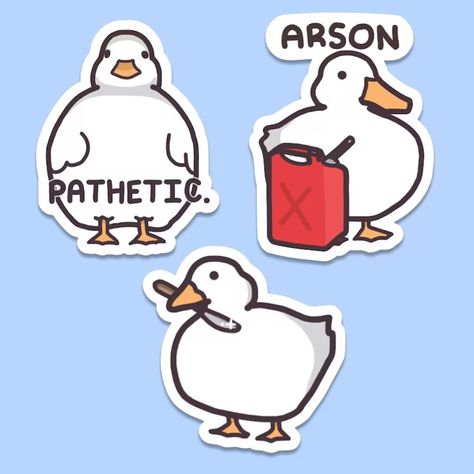 Duck With Knife, Duck Memes, Sticker Meme, Sticker Company, Fun Craft Ideas, Cute Ducklings, Paper Duck, Easy Cards, Duck Art