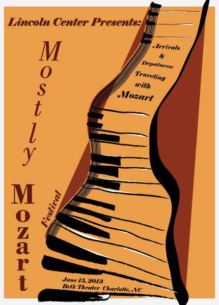 Poster Design | Mostly Mozart on Behance Posters For Music Events, Orchestra Poster Design Classical Music, Orchestra Graphic Design, Music School Poster, Classic Music Poster, Mozart Poster, Orchestra Design, Music Event Poster Design, Orchestra Poster