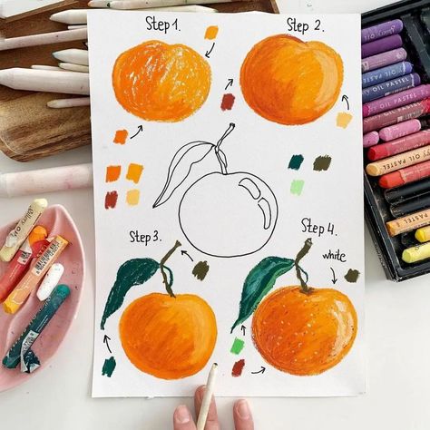 How to draw clementine | Oil pastel drawing tutorial for beginners | how to draw with oil pastel | drawing ideas for newbies | art ideas for summer | #oilpastel #howtodraw #artist