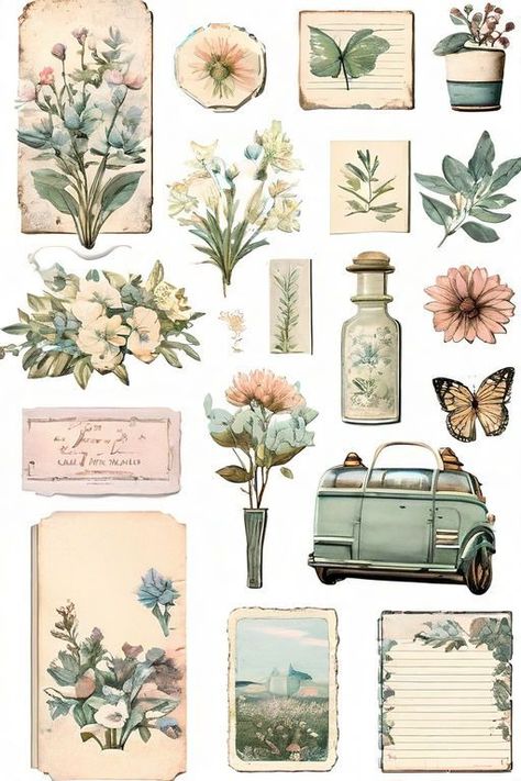 Aesthetic Stickers Printable For Journal, Vintage Design For Scrapbook Printable, Animal Stickers Printable, Butterfly Stickers Printable, Printable Aesthetic Stickers, Birthday Stickers Printable, Coffee Stickers Printable, Stickers Printable Cute, Vintage Design For Scrapbook