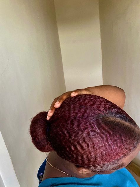 4c Burgundy Hair, Burgundy 4c Hair, Burgundy Ponytail Black Women, Short Maroon Hair, Low Bun On Natural Hair, Low Bun Natural Hair, Ponytails Ideas, Burgundy Natural Hair, Bun On Natural Hair