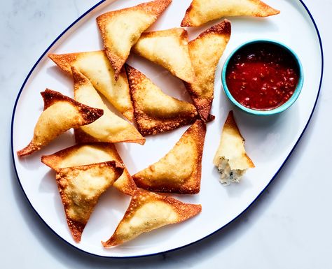 Crab Rangoon (Cream Cheese Crab Wonton) Recipe | Epicurious Crab Wontons, Jet Tila, Wonton Recipes, Pork Chop Dinner, Popular Appetizers, Hot Appetizers, Crab Rangoon, Wonton Wrappers, Wontons