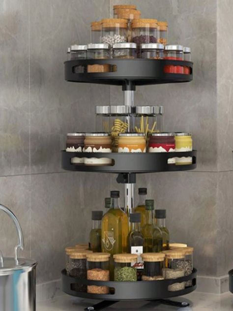 1pc Kitchen Storage Rack | SHEIN USA Organiser Cucina, Spice Jar Storage, Rotating Spice Rack, Spice Holder, Desain Pantry, Seasoning Rack, Kitchen Spice Racks, Spice Rack Organiser, Úložný Box