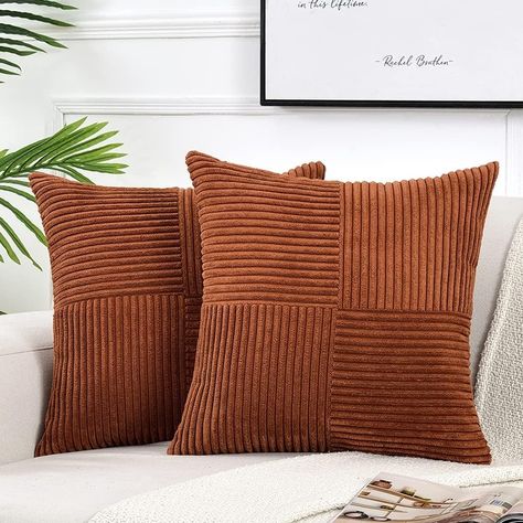 Amazon.com: Fancy Homi 2 Packs Rust Boho Decorative Throw Pillow Covers 18x18 Inch for Couch Bed Sofa, Farmhouse Fall Home Decor, Soft Corss Corduroy Patchwork Textured Terracotta Accent Cushion Case 45x45 cm : Home & Kitchen Patchwork, Sofa Bed Living Room, Couch Pillow Covers, Fall Pillow Cover, Garden Pillows, Fall Pillows, 16x16 Pillow Cover, Bed Pillows Decorative, Farmhouse Fall