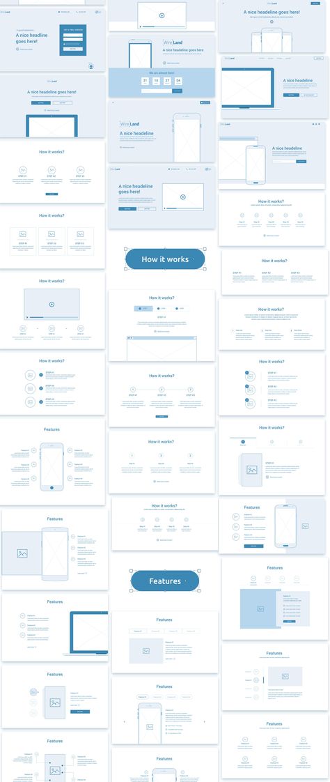 Wireland for Web – Complete Wireframe Library Collection optimized to structure web design projects really fast and easy while getting great results. This library consist on 200+ ready-to-use layout sections divided into 19 popular content categories.  Excellent for Landing Pages, and any kind of Web design Projects.   Include layouts on: Testimonials, Ecommerce, Blog, Slider, Portfolio, Header, Price Table, Features, Benefits, How it works, Footer, FAQ, News, Metrics and Contact. Web Wireframe, Webpage Design Layout, What Is Fashion Designing, Wireframe Design, Slider Design, Book And Magazine Design, What Is Fashion, Design Presentation, Web Design Projects