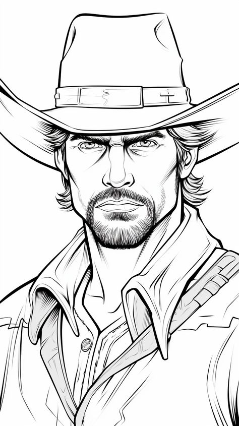 Cowboy Pencil Drawings, Cute People Drawings Cartoon, Small Western Drawings, Cowboy Riding Horse Drawing, Drawing Ideas For Boys, Cowgirl Drawings, Wild West Drawing, Country Sketches, Cowboy Coloring Pages