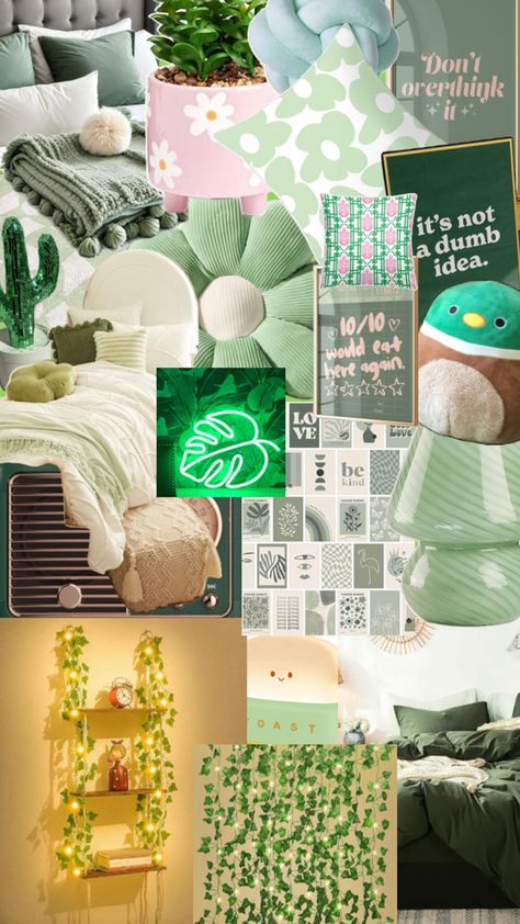 Preppy Room Aesthetic, Preppy Green, Green Room Decor, Green Preppy, Sage Green Bedroom, Green Room, Preppy Room, School Room, Green Rooms