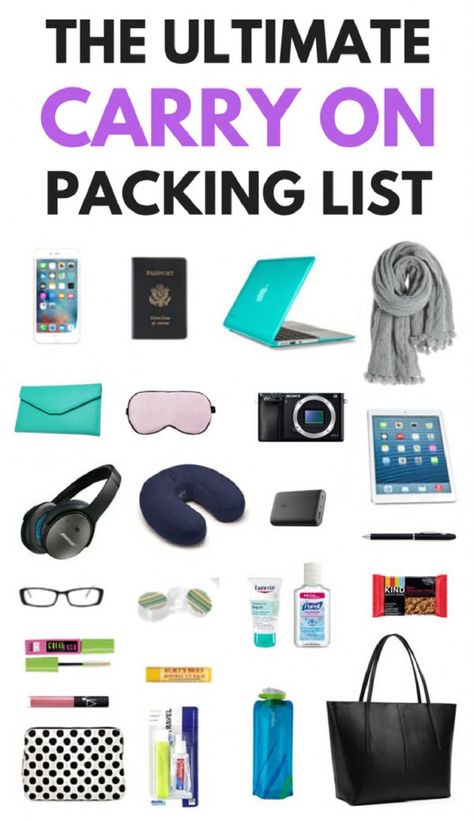 Not sure what to pack in a carry on bag before your next long flight? Here is a printable carry on bag essentials list with everything you might need. #carryonessentials #carryonpacking #packingtips Bag Essentials List, Carry On Packing List, Carry On Packing Tips, Carry On Essentials, Flight Essentials, Travel Bag Essentials, Carry On Packing, Airplane Essentials, Long Flight