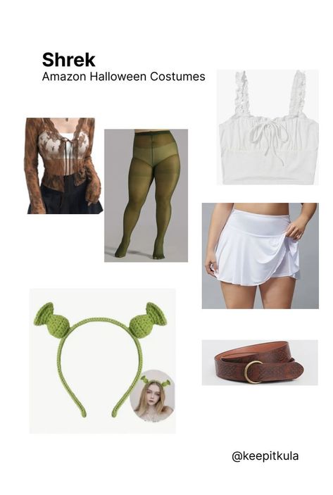 Diy Shrek Costume Women, Shrek Cosplay Woman, Shrek Costume Ideas Women, Shrek Inspired Outfits, Shrek Costume Women, Diy Shrek Costume, Shrek Character Costumes, Shrek Rave Outfit, Shrek Core