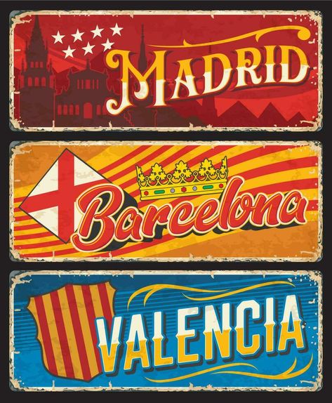 Spain Valencia, Madrid, Barcelona plates, tin sign Vector Snowflake, Dorm Door Decorations, Dorm Door, Spain Valencia, Scrapbook Stuff, Madrid Barcelona, Tin Signs, Valencia, Nail Inspo