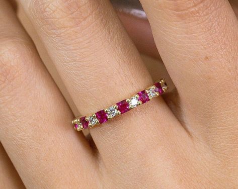 Alternative Ruby Diamond Ring/vintage Ruby Wedding Band/14k Solid Gold Ruby Ring/antique Stacking Eternity Ring/promise Gift/minimalist Ring - Etsy New Zealand Gold Ruby Ring, Ruby Wedding Band, Diamond Ring Vintage, Ruby Diamond Ring, Ruby Ring Gold, Ruby Wedding, Ruby Diamond Rings, Ring Antique, Minimalist Ring