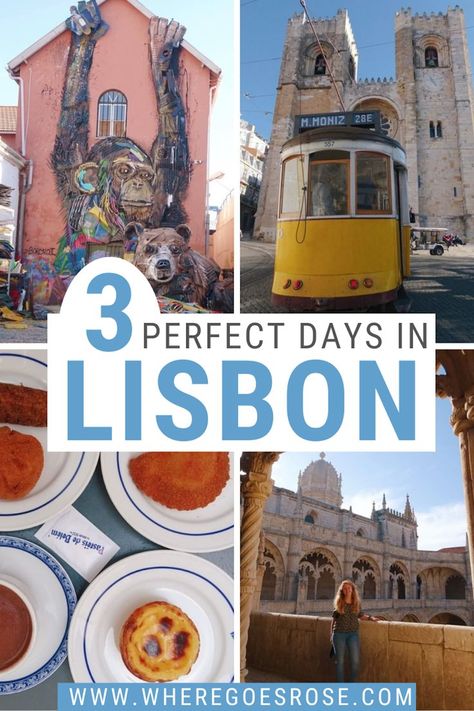 How to spend 3 days in Lisbon, Portugal, one of the coolest cities in Europe | Lisbon itinerary | things to do Lisbon | what to do Lisbon | Portugal itinerary | best places Portugal | Lisbon restaurants | Alfama Lisbon | Bairro Alto Lisbon | Lisbon travel guide 3 Day Lisbon Itinerary, Lisbon Portugal Itinerary, 3 Days In Lisbon Portugal, Lisbon Photos Ideas, Restaurants Lisbon, Lisbon Restaurants, Lisbon Trip, Alfama Lisbon, Portugal Holiday