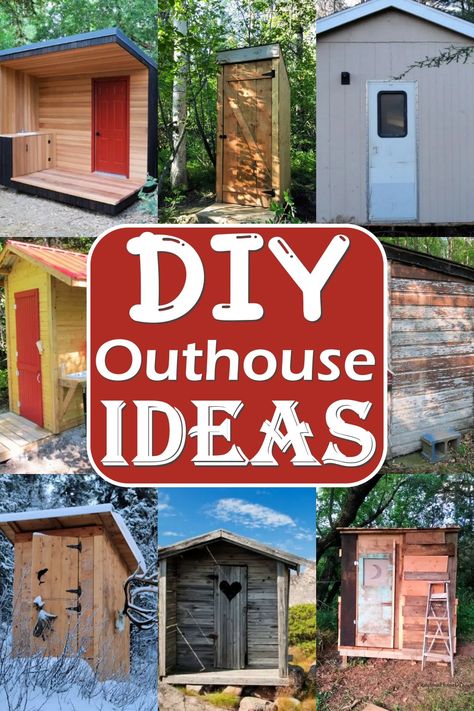 Outhouse Ideas Outdoor Outhouse Ideas, Outside Toilet Design, Out House Ideas Bathroom, Outhouse Design Ideas, Outhouse With Shower Ideas, Diy Off Grid Bathroom, Pool Outhouse Ideas, Diy Out House, Outhouse Ideas Buildings