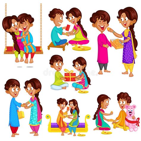 Happy Rakshabandhan Stickers, Brother Sister Cartoon Art, Brother Sister Pictures, Brother Sister Photos, Raksha Bandhan Cards, Happy Raksha Bandhan Images, Brother Pictures, Raksha Bandhan Images, Handmade Rakhi Designs