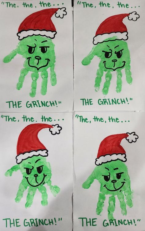 Kids Craft ideas | The grinch! | Facebook The Grinch Handprint Craft, The Grinch Handprint, Handprint Grinch Craft, Grinch Handprint Craft For Kids, Grinch Christmas Art For Kids, The Grinch Crafts For Toddlers, Jesus Christmas Crafts For Toddlers, Grinch Craft Ideas For Kids, The Grinch Preschool Activities