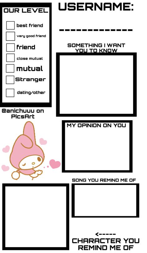 My Opinion On You Instagram Story, Mutual Story Game, Friendship Game Instagram, Friendship Template Instagram, Cute About Me Template, Friendship Template, Fill The Jars Template, User Boxes, Kinnie Bingo