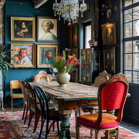 3+ Eclectic Decorating Style Tricks for a Bold, Personal Look • 333+ Inspiring Lifestyle Ideas English Eclectic Decor, Eclectic Modern Home, Maximalist Dining Room, Artsy Interior Design, Spanish Interior Design, Eclectic Decorating, Style Tricks, Spanish Interior, Inspiring Lifestyle