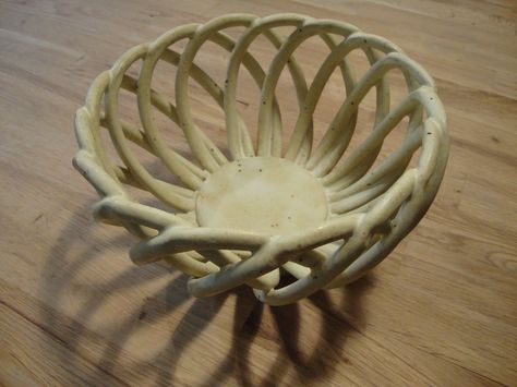 Woven Ceramics, Woven Clay, Georgian Christmas, Ceramic Baskets, Woven Bowl, Belleek Pottery, Coil Pottery, Hand Building, Pottery Handbuilding