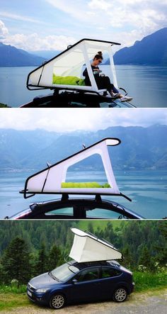 Zelt Camping Hacks, Rooftop Tent Camping, Pickup Camping, Zelt Camping, Diy Tent, Rooftop Tent, Car Roof Racks, Car Tent, Lake Food Ideas Summer