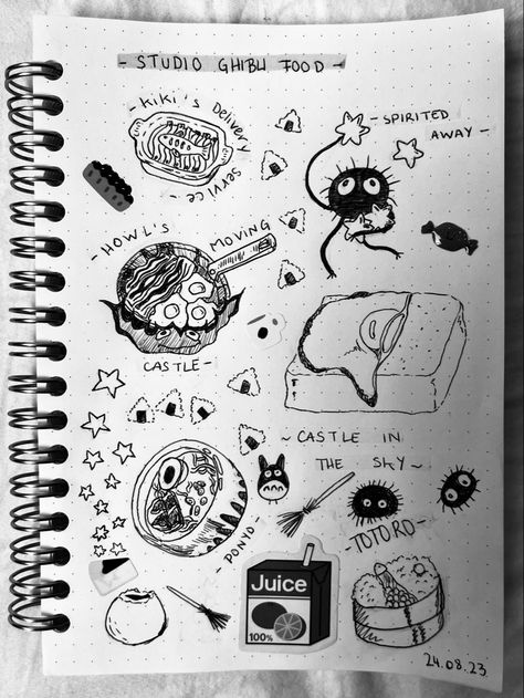 Doodle Pages Aesthetic, Ghibli Doodle Art, Cute Studio Ghibli Doodles, Ghibli Studio Sketch, Studio Ghibli Aesthetic Drawing, Studio Ghibli Drawing Sketches Easy, Studio Ghibli Tutorial, Ghibli Sketch To Draw, Studio Ghibli Art Aesthetic