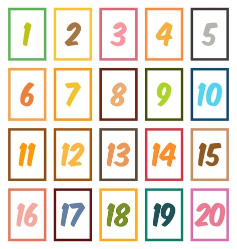 Printable Numbers Flashcards 1-20 Printable Calendar Numbers, Numbers Flashcards, Preschool Letter Crafts, Free Printable Numbers, Number Flashcards, Preschool Letter, Letter Crafts, Calendar Numbers, Preschool Letters