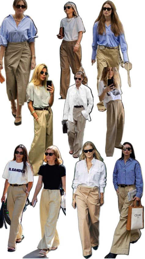 Tan Pants Street Style, Neutral Office Outfits Women, Beige Office Pants Outfit, Khaki Color Pants Outfit, Beige Khaki Pants Outfit, Styling Khaki Pants Women, Beige Work Pants Outfit, Beige Chinos Women Outfit, Khaki Trouser Outfit Women