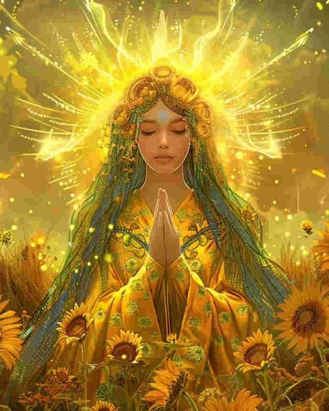 Yellow Sun Goddess🔆｜original spiritual artwork 🧚🏻original AI art combine with spirituality 👉commercial use unavailable #healingart #spiritualart #spiritualawakenings #spiritualhealing #arthealing #aiartist Sun Queen, Goddess Images, Summer Goddess, Comfort Art, Goddess Aesthetic, Warriors Art, Sun Goddess, Spiritual Artwork, Yellow Sun