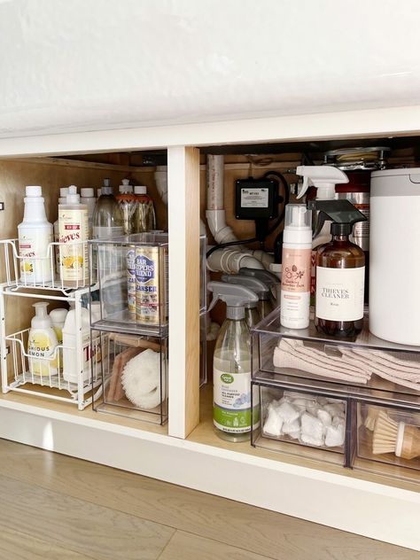 Under Kitchen Sink Organization How To Organize Under Kitchen Sink, Organize Under Kitchen Sink, Life On Cedar Lane, Organization Life, Under The Sink Organization, Under Kitchen Sink, Sink Organization, Under Kitchen Sink Organization, Kitchen Sink Organization