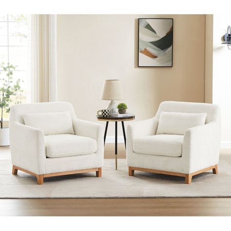 Living Room Designs White Sofa, Accent Chairs With Cream Couch, Living Room Sofa And Accent Chairs, Double Accent Chairs Living Room, Living Room Designs Chairs, Armchair Seating Area, Family Room Chairs Ideas, Accent Chair With Table And Lamp, Neutral Accent Chairs For Living Room