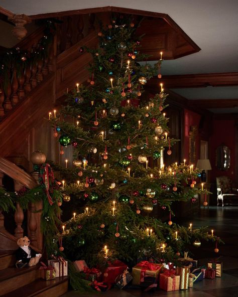 Ralph Lauren Home on Instagram: “Anticipation builds as the tree shines bright. #Christmaseve” Ralph Lauren Christmas, Christmas Dreaming, Dark Christmas, Traditional Christmas Decorations, Christmas Interiors, Christmas Feeling, Christmas Inspo, Christmas Tree With Gifts, Victorian Christmas