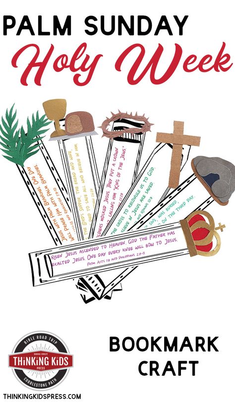 Help your kids understand and conceptualize Palm Sunday and Holy Week with bookmarks. These fun Easter bookmarks for kids are easy to create! Palm Sunday Sunday School Activities, Passion Week For Kids, Palm Sunday Activities For Kids Church, Palm Sunday Sunday School Craft, Easter Curriculum Sunday School, Palm Sunday Snack Ideas, Palm Sunday Kids Lesson, Palm Sunday For Kids, Holy Week Crafts For Kids