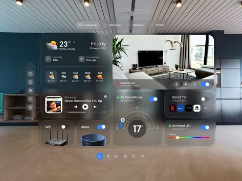 Homu Homu - Vision Pro OS V.2 by Rian Darma for Pixelz on Dribbble Best Ui Design, Vision Pro, Gui Design, Widget Design, Dashboard Ui, Smart Home Design, Smart Home Automation, Dashboard Design, Ui Design Inspiration