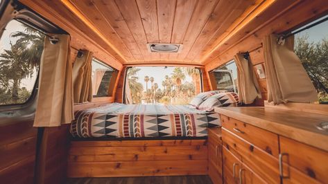 Kombi Food Truck, Van Inspiration, Van Conversion Build, Van Conversion Layout, Boho Camper, Butcher Block Tables, Custom Camper Vans, Van Dwelling, Fold Out Beds