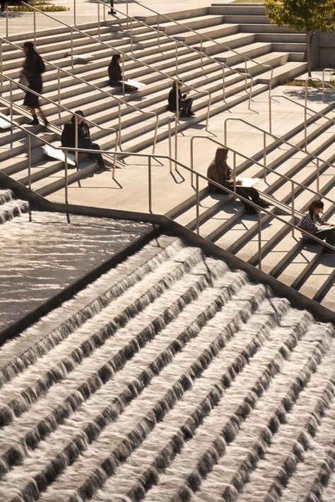 Waterfall Stairs, Landscape Stairs, Water Landscape, Public Space Design, Place Making, Outdoor Stairs, Landscape And Urbanism, Urban Furniture, Water Walls