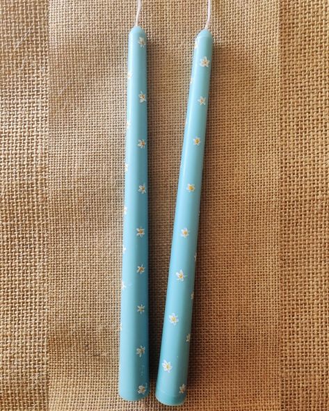 Blue hand painted taper candle Stock Candles, Painted Taper Candles, Candle Ideas, Pillar Candle, Taper Candles, Limited Stock, Taper Candle, Pillar Candles, Candles