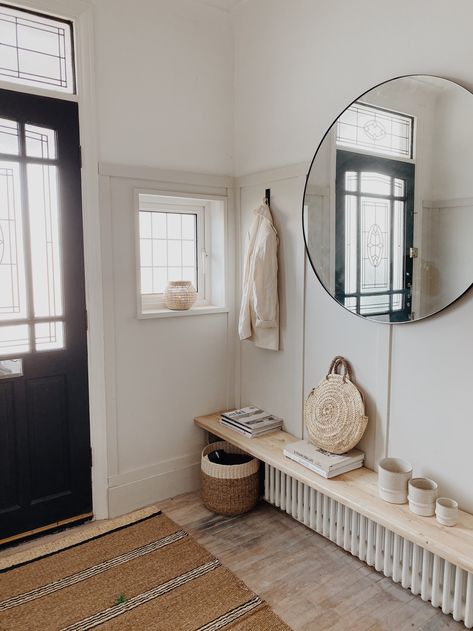 Ammonite Hallway, Bungalow Hallway, Bungalow Hallway Ideas, Ammonite Farrow And Ball, Hall Colours, Ammonite Paint, Hallway Transformation, Hallway Renovation, Hallway Colour Schemes