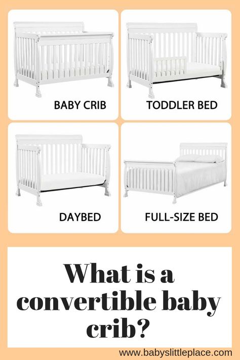 What is a convertible baby crib?   A convertible crib is a baby crib that can convert into one or more bigger beds. You can convert the crib into a toddler bed, daybed and full-size adult bed.  You might have to purchase additional parts, like toddler guardrail or full-size conversion kit, for certain conversions. Some got everything included in the price. Find out everything about convertible cribs in the article.  #convertiblecrib #2in1convertiblecrib #3in1convertiblecrib #4in1convertiblecrib Convertible Crib Toddler Bed, Baby Crib Designs, Convertible Toddler Bed, Convertible Cribs, Diy Toddler Bed, Baby Crib Diy, Best Baby Cribs, Metal Baby, Adult Bed