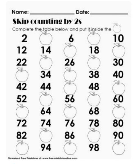 Third Grade Math Activities, Skip Counting Worksheets, Skip Counting Activities, Skip Counting By 2, Learning Websites For Kids, Counting By 2's, Hand Lettering Worksheet, Counting For Kids, Counting Worksheets