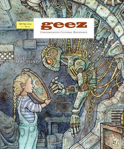 Preparing for a Beautiful End | Geez Magazine Psychadelic Art, Arte Robot, Christmas Doodles, Crayon Art Melted, A Robot, Arte Fantasy, Retro Futurism, Sacred Art, Sci Fi Art