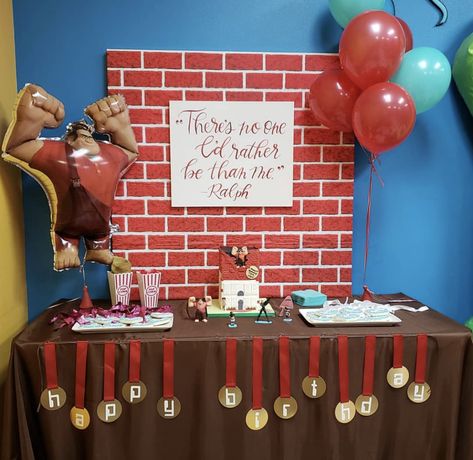 Wreck it  Ralph birthday party | Wreck it Ralph Backdrop Wreck It Ralph Birthday Party Cake, Wreck It Ralph Party Decorations, Wreck It Ralph Classroom Theme, Wreck It Ralph Birthday Party Ideas, Wreck It Ralph Party Ideas, Wreck It Ralph Decorations, Wreck It Ralph Birthday Party, Wreck It Ralph Party, Wreck It Ralph Halloween