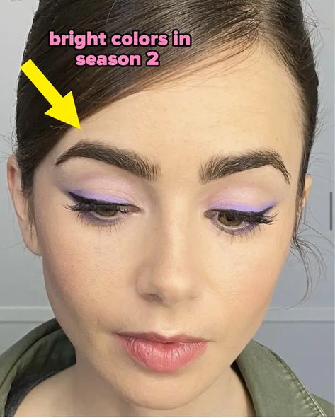 Emily In Paris Makeup Looks: 9 Behind-The-Scenes Beauty Secrets Emily In Paris Makeup, Lily Jane Collins, Paris Makeup, Light Concealer, Light Therapy Mask, Work Makeup, Character Makeup, Lots Of Makeup, Purple Eyeshadow