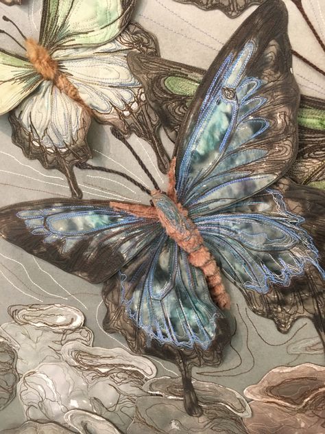 Butterfly Textiles, Butterfly Structure, Annemieke Mein, Butterflies In Nature, Textiles Gcse, Applique Art, Textile Sculpture, Hand Embroidery Projects, Butterfly Art