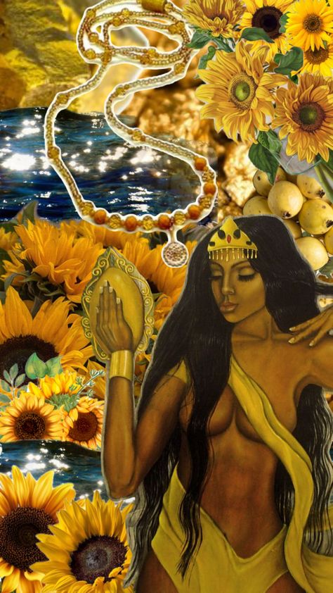 Collage oshun Oshun Altar, Oshun Goddess, Witches Altar, Cowboy Girl, Ancient Beauty, Art Inspiration Painting, Pure Beauty, Cute Wallpaper Backgrounds, Divine Feminine