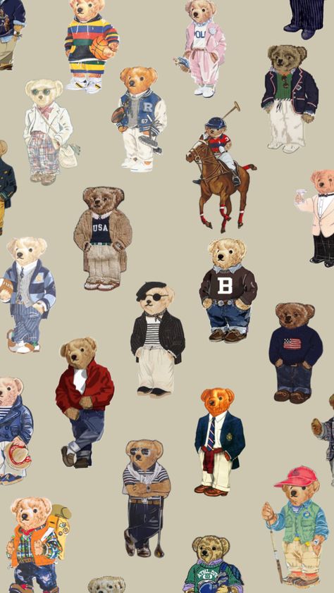 bear wallpaper Polo Bear Wallpaper Iphone, Ralph Lauren Teddy Bear Wallpaper, Aesthetic Wallpaper Clothes, Ralph Lauren Aesthetic Wallpaper, Ralph Lauren Bear Wallpaper, Teddy Bear Aesthetic Wallpaper, Polo Bear Wallpaper, Cool Ipad Wallpapers, Bear Phone Wallpaper