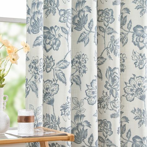 PRICES MAY VARY. Floral Patterned Curtains: Bring a sense of french country to your home by these flower curtains. Patterned with elaborate flowers, these drapes beautifully frame your windows with a farmhouse style Linen Burlap Look Curtains: Each package includes 2 curtain panels in blue flower printed, panels are both 50" wide by 96" length. These curtains add more farmhouse country charm to your window, providing a casual space and softer vision Multiple Hanging Options: Rod pocket top allow Patterned Drapes, Apartment Business, Farmhouse Curtain Rods, Insulated Drapes, Pattern Draping, Drapes For Living Room, Living Room Light, Bedroom Drapes, Window Treatments Living Room